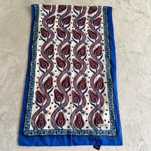 NWT Bursa Ipeq Scarf Women's One Size Turquoise Row Tulip Pattern Narrow Foulard